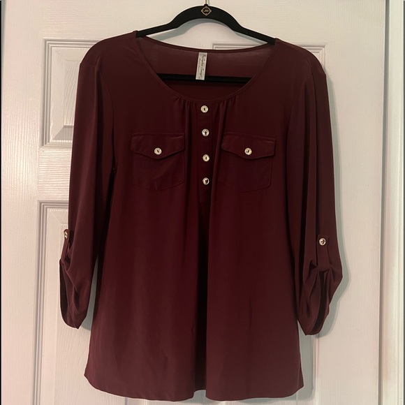 Black And Burgandy Printed Long Sleeve Shirt 44078 main image 0